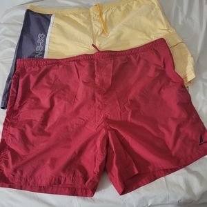 Nautica shorts swimming trunks XXL set of 2 Red, Yellow with purple.